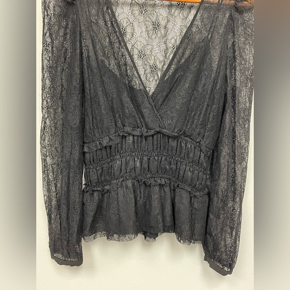 {Zara} sheer black lace blouse Women's size M kp - Picture 4 of 5